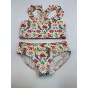 Boden Mini Frill Strap Ivory Mermaid Bikini Swimsuit-7-8Y